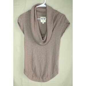 Dragonfly Cowl Neck Sweater Roll Tab Short Sleeves Gray Womens Size Small